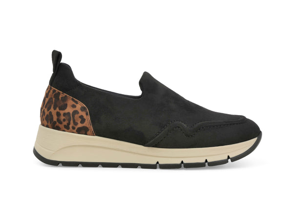 Melluso Slip-on Donna in Camoscio Nero Stretch con Dettaglio Animalier R25091-251060